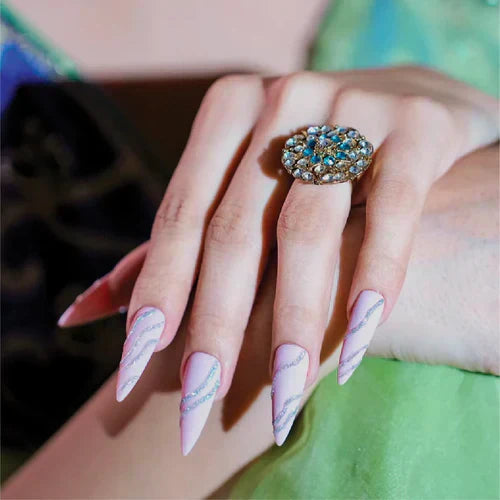Elegant Glitter Waves - Emigel Wedding Nail Art Collection