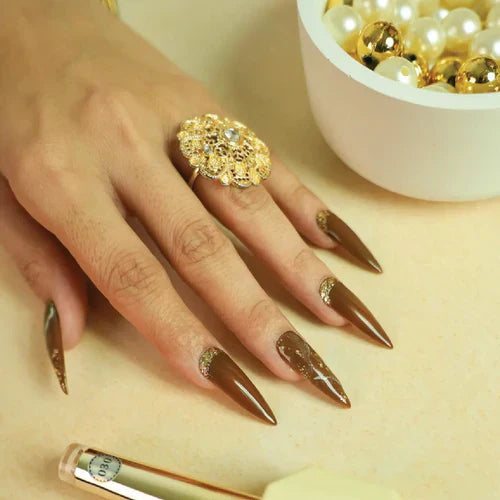 Golden Mocha Glam - Emigel Wedding Nail Art Collection