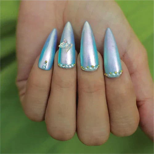 Sky Blue Ombre Glam - Emigel Wedding Nail Art Collection