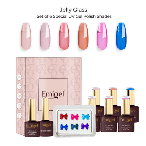 Emigel - Set of 6- Jelly Glass UV Gel Polish