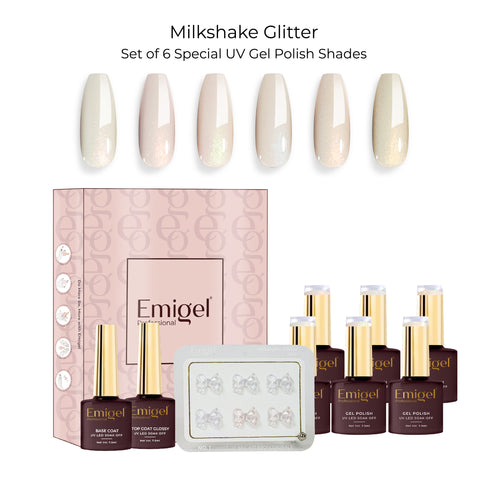 Emigel - Set of 6- Milkshake Glitter UV Gel Polish