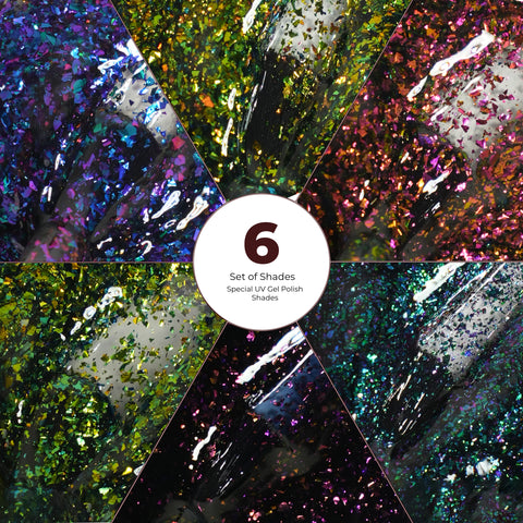 Emigel - Set of 6- Flake Chameleon UV Gel Polish