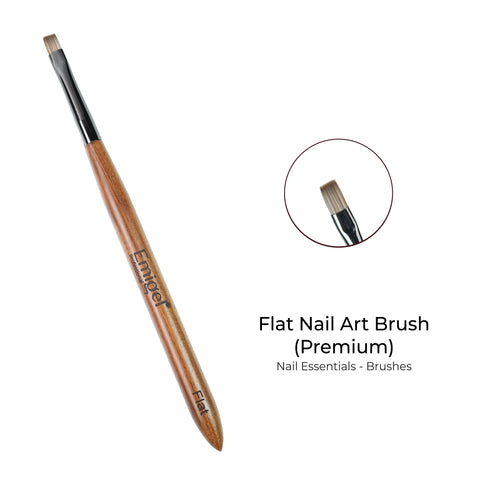 Emigel - Premium Nail Art Brushes (Wooden) - Flat Nail Art Brush