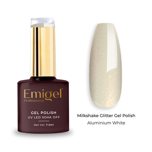 Emigel - Milkshake Glitter Gel Polish - 007 - Aluminium White 1080