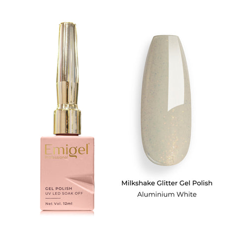 Emigel - Milkshake Glitter Gel Polish - 007 - Aluminium White