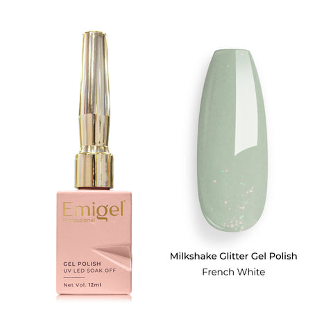 Emigel - Milkshake Glitter Gel Polish - 008 - French White