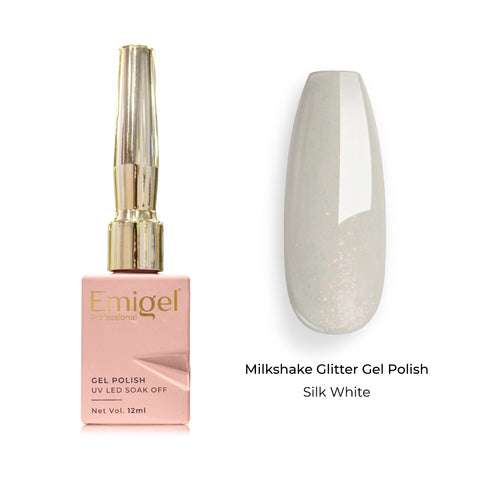 Emigel - Milkshake Glitter Gel Polish - 001 - Silk White