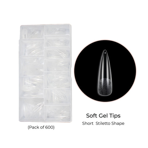 Emigel - Soft Stiletto Shape Nail Tips - Pack of 600 Pcs