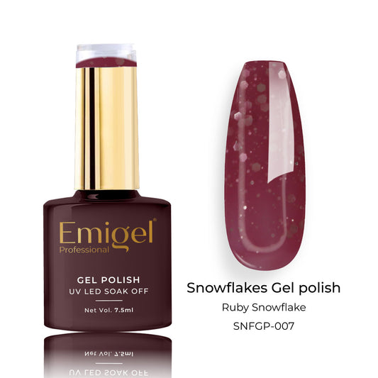 Emigel - Snowflakes Gel Polish - ⁠RUBY SNOWFLAKE - 007 1080