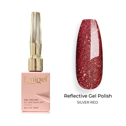 Emigel - Reflective Gel Polish - 009 - SILVER RED