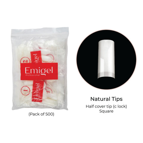 Emigel - Nail Tips - Nail Extension Essentials - Natural - 9 No (Pack of 500 Pcs)