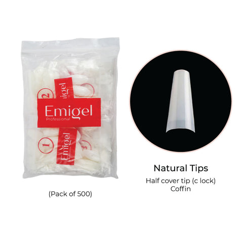 Emigel - Nail Tips - Nail Extension Essentials - Natural - 8 No (Pack of 500 Pcs)